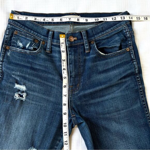 Madewell High-Riser Skinny Distressed Ripped Medium Wash Boot Jeans Size 28 Tall - Picture 14 of 15